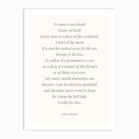 No Man Is An Island Inspiring Poem Art Print