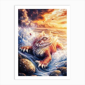 Lizard In The Ocean Art Print