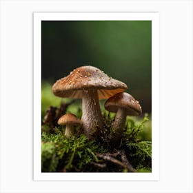 Mushrooms On Moss Art Print