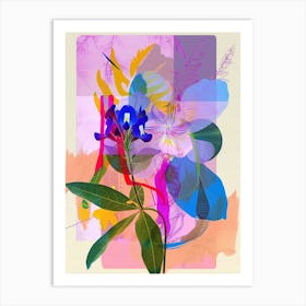 Bluebonnet 3 Neon Flower Collage Art Print