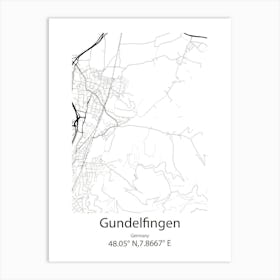 Gundelfingen,Germany Minimalist Map Art Print