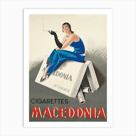 Woman Smoking a Cigarette Vintage Poster Art Print