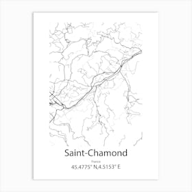 Saint Chamond,France Minimalist Map Art Print