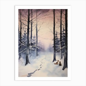 Winter Watercolour Mouse 1 Art Print