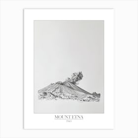 Mount Etna Italy Line Drawing 4 Poster Art Print