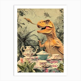 Kitsch Dinosaur Tea Party 4 Art Print