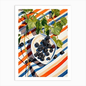 Blackcurrants Fruit Summer Illustration 3 Art Print