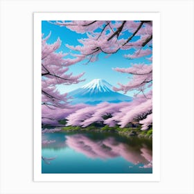 Cherry Blossoms In Japan Mount Fuji Art Print