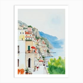 Watercolor Of Positano Art Print