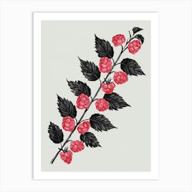 Raspberry Branch Art Print