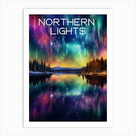 Colourful Finland Northern Lights travel poster Art Print4 Art Print