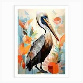 Bird Painting Collage Brown Pelican 3 Art Print
