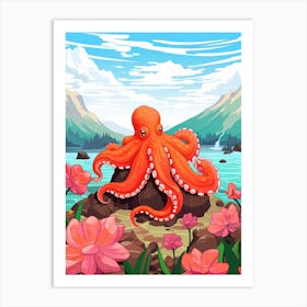 Giant Octopus Kids Illustration 4 Art Print