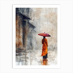 Woman Walking In The Rain, Chine Art Print