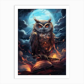 Owl On Book Art Print