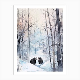 Winter Watercolour Black Bear 5 Art Print