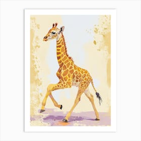 Giraffe Calf Dancing Art Print