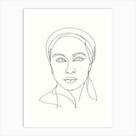 Portrait Of A Woman Hand Drawing Line Art 7 Art Print