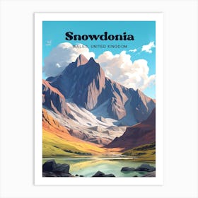 Snowdonia Wales United Kingdom Mountain Modern Travel Illustration Art Print