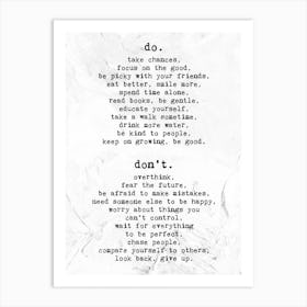 Do's and Dont's Motivation Art Print