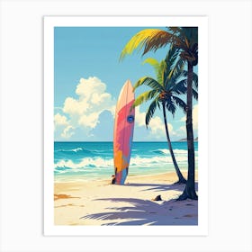 Surfboard On The Beach Art Print