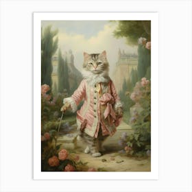 Medieval Cat Wondering Through A Garden 1 Art Print