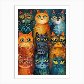 Cats In A Group Art Print