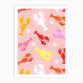 Lobsters On Pink Background Art Print