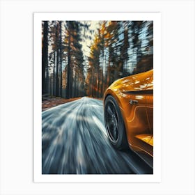 Speeding Sports Car In The Forest Art Print