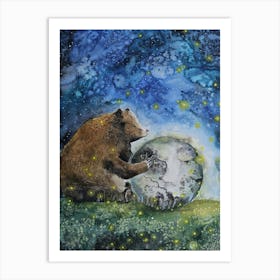 Bear With Moon Art Print