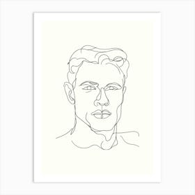 Portrait Of A Man Hand Drawing Line Art 1 Art Print