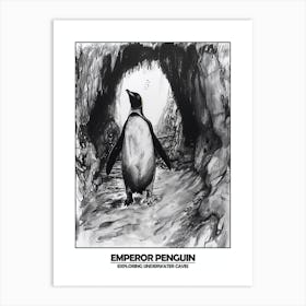 Penguin Exploring Underwater Caves Poster 3 Art Print