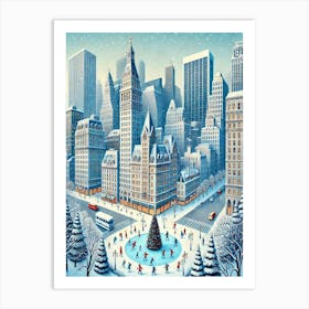 New York City Travel Christmas Painting New York City Christmas Art Print