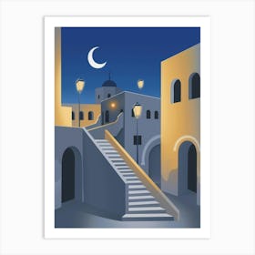 Greece At Night Art Print