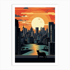 Bangkok, Thailand Skyline With A Cat 0 Art Print