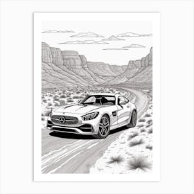 Mercedes Benz Amg Gt Desert Drawing 2 Art Print