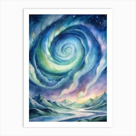 A Dramatic Poster Of The Northern Lights Forming S Art Print