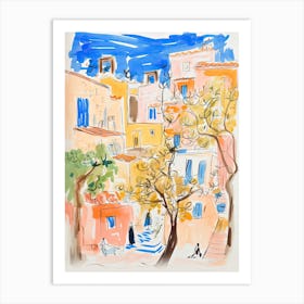 Athens, Dreamy Storybook Illustration 2 Art Print