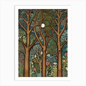 William Morris Moonlight Forest 2 Art Print