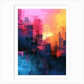 Abstract City Skyline | Pixel Art Series Art Print