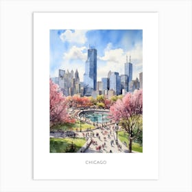 Chicago Watercolour Travel Poster 4 Art Print