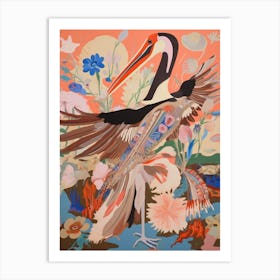 Maximalist Bird Painting Brown Pelican 3 Art Print