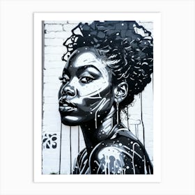 Graffiti Mural Of Beautiful Black Woman 129 Art Print