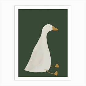 Cute Goose Dark Green Art Print