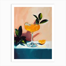 Orange Cocktail, Mid Century Art Print