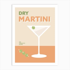 Martini Cocktail Colourful Retro Wall Art Print