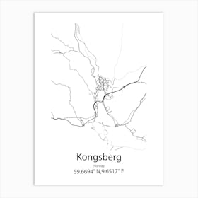 Kongsberg,Norway Minimalist Map Art Print