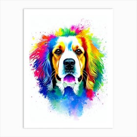 Clumber Spaniel Rainbow Oil Painting Dog Art Print
