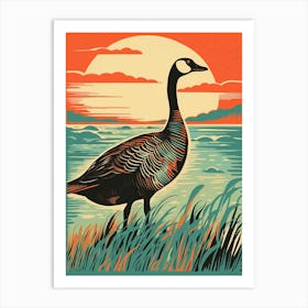 Vintage Bird Linocut Goose 3 Art Print