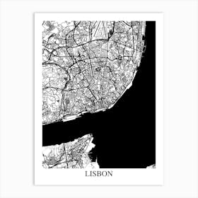 Lisbon White Black Art Print